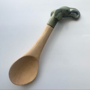 Hand Carved Elephant Wooden Spoon
